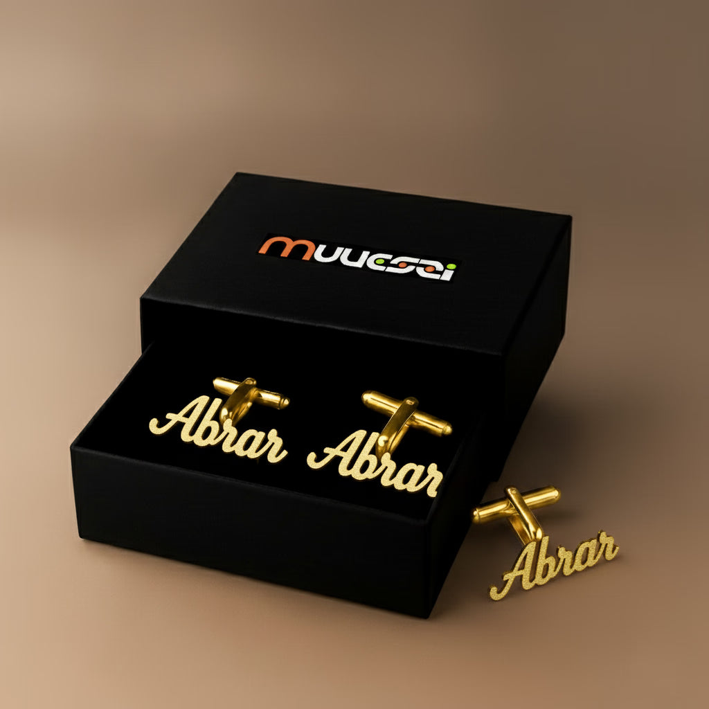 Engraved name cufflinks formal wear gift