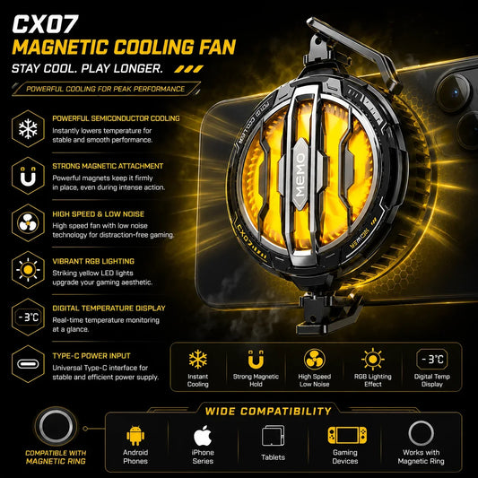 CX07 Magnetic Mobile Cooling Fan with RGB Display - Muveszi Pakistan (image 2)