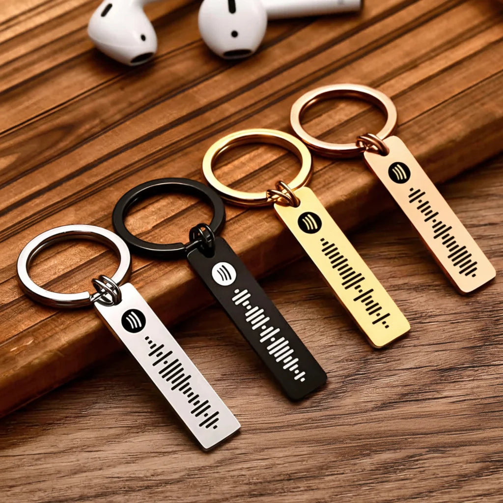 Personalized Spotify Code Keychain – Custom Song Metal Keyring Gift