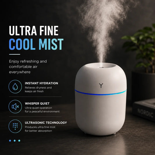 Mini USB Cool Mist Humidifier 220ML with LED Light - Muveszi Pakistan (image 2)