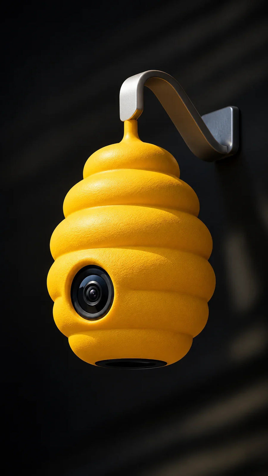 Yellow beehive-shaped outdoor security camera for unique problem solving gadgets collection