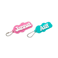 3D bubble letter name tag custom acrylic keychain bag charm with cloud shape design product overview