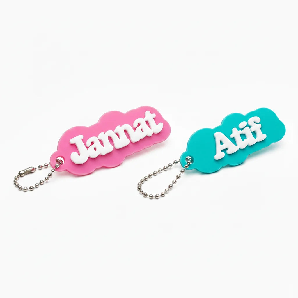 3D Bubble Letter Name Tag Custom Acrylic Keychain - Muveszi Pakistan (image 1)