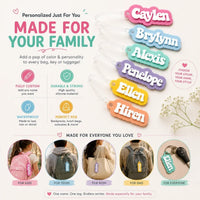 Complete premium display packaging layout of the customized 3D bubble letter acrylic name tag ready for shipping