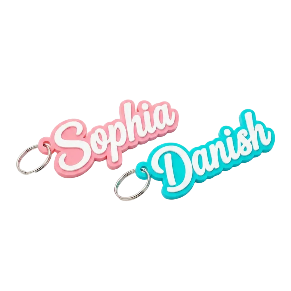 3D cursive name keychain custom acrylic bag charm with glossy finish product overview