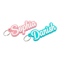 3D cursive name keychain custom acrylic bag charm with glossy finish product overview