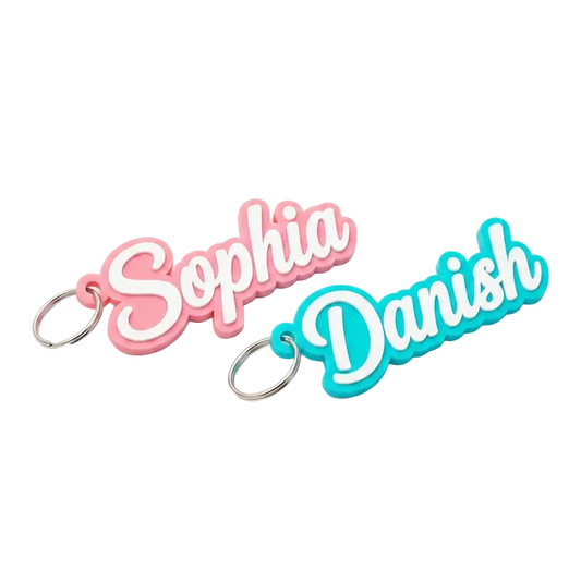 3D cursive name keychain custom acrylic bag charm with glossy finish product overview