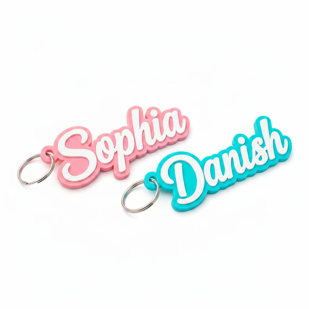 3D Cursive Name Keychain Custom Acrylic Bag Charm - Muveszi Pakistan (image 1)