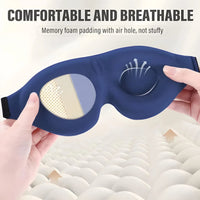 Deep 3D molded inner eye cups design showing zero pressure on eyelids and eyelashes.