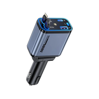 4-in-1 45W fast car charger adapter with built-in Type-C and Lightning cables