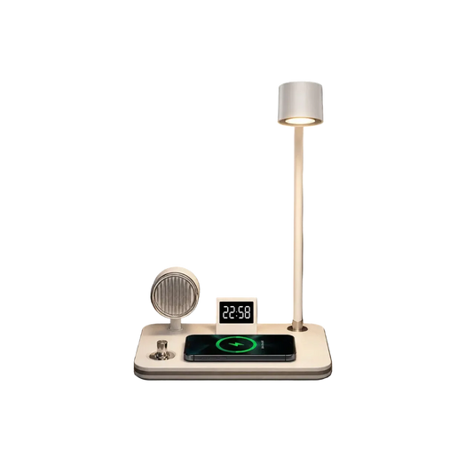 4-in-1 smart desk lamp with fast wireless charger and bluetooth speaker system
