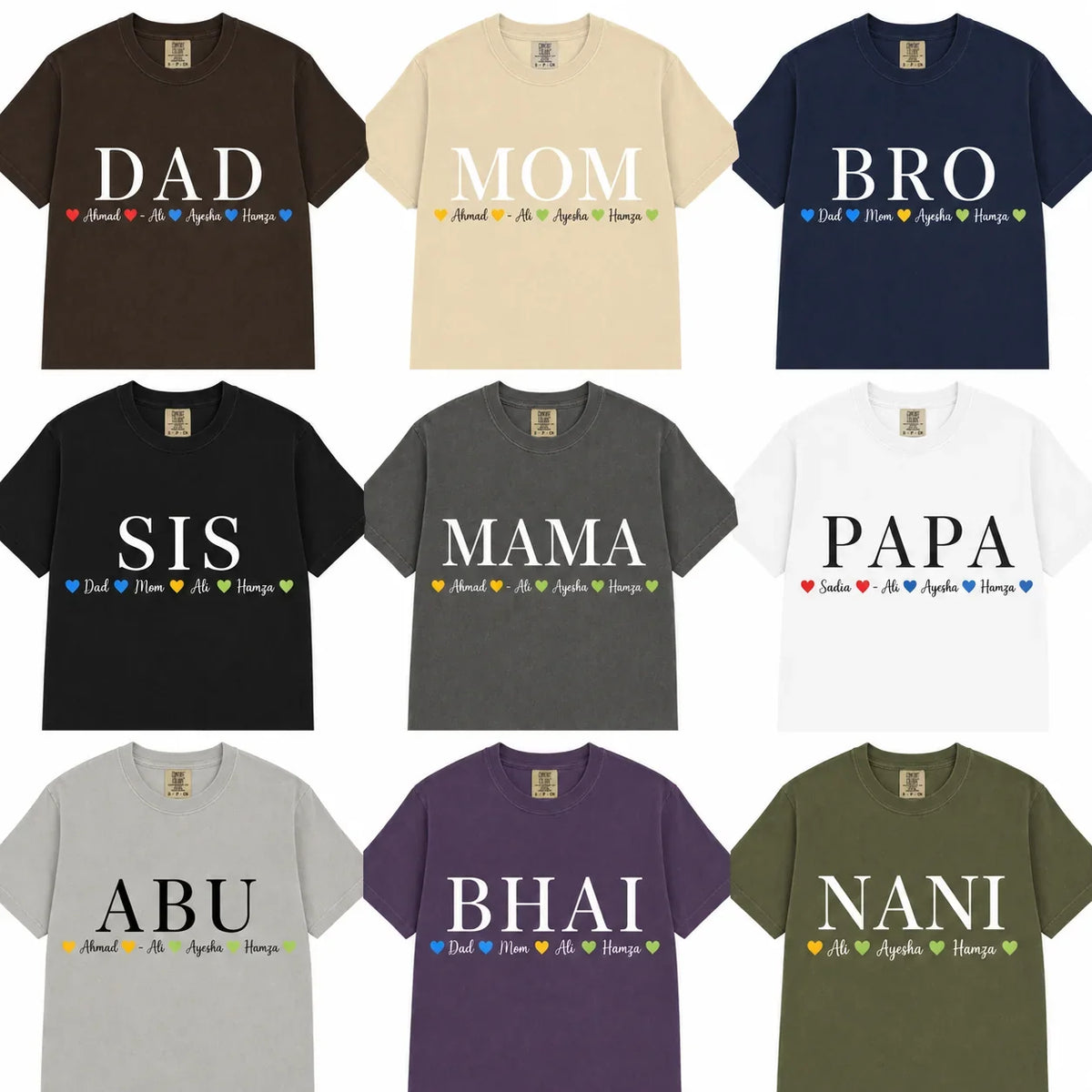 Custom Family Name T-Shirt | Personalized MOM, DAD, Kids Name Tee