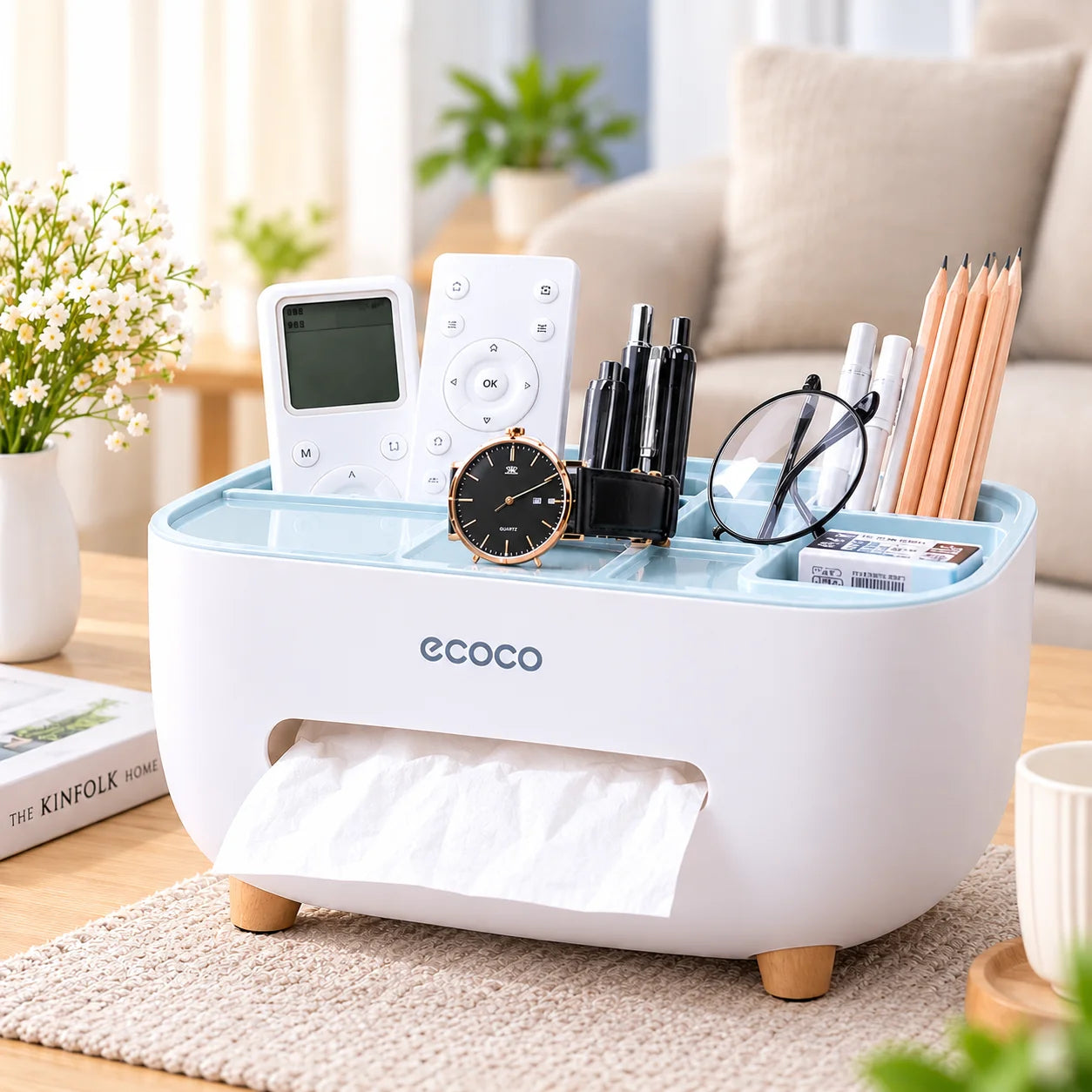 Ecoco Multifunctional Tissue Box Organizer