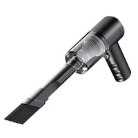 Handheld vacuum cleaner with brush attachment on a white background