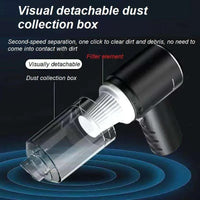 Visual detachable dust collection box with filter element on a dark background