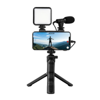 AY-49 video making vlogging kit tripod LED fill light and microphone combo