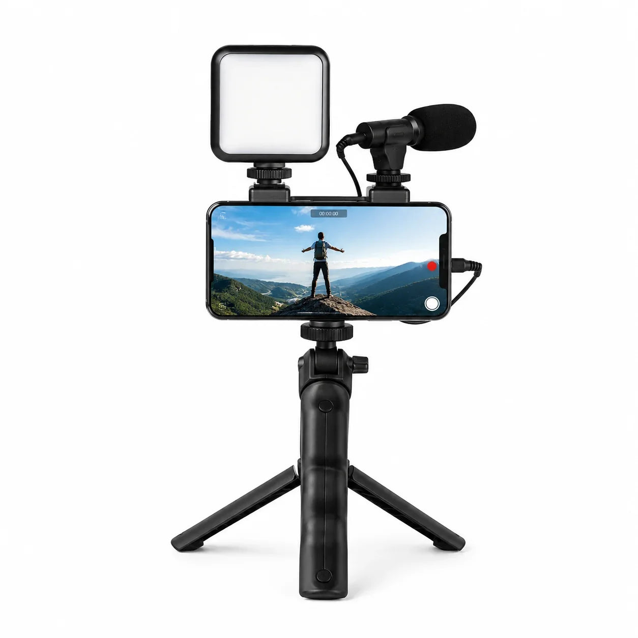 AY-49 Video Making Vlogging Kit Tripod LED Light Mic - Muveszi Pakistan (image 1)
