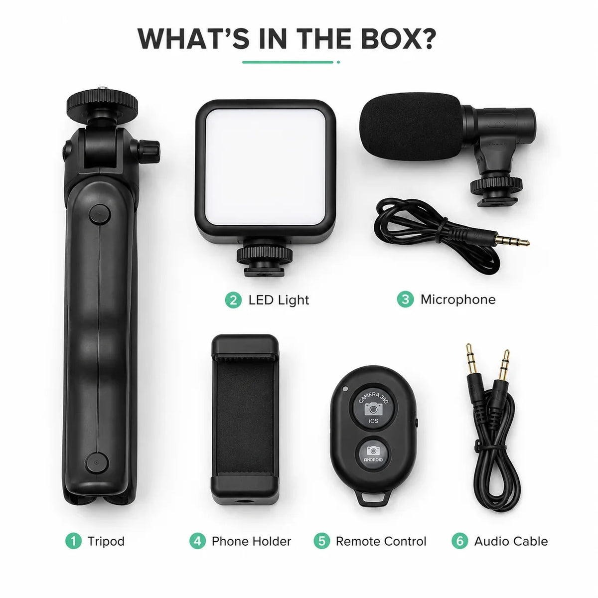 AY-49 Video Making Vlogging Kit Tripod LED Light Mic - Muveszi Pakistan (image 2)