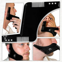 Close-up of the integrated fine comb teeth on the side of the beard styling template