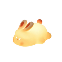 Big face rabbit silicone night light and cute rechargeable bunny led lamp
