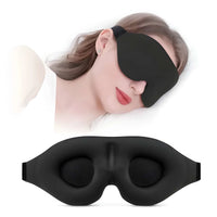 Lightweight seamless 3D sleep mask worn comfortably by a person sleeping on their side.