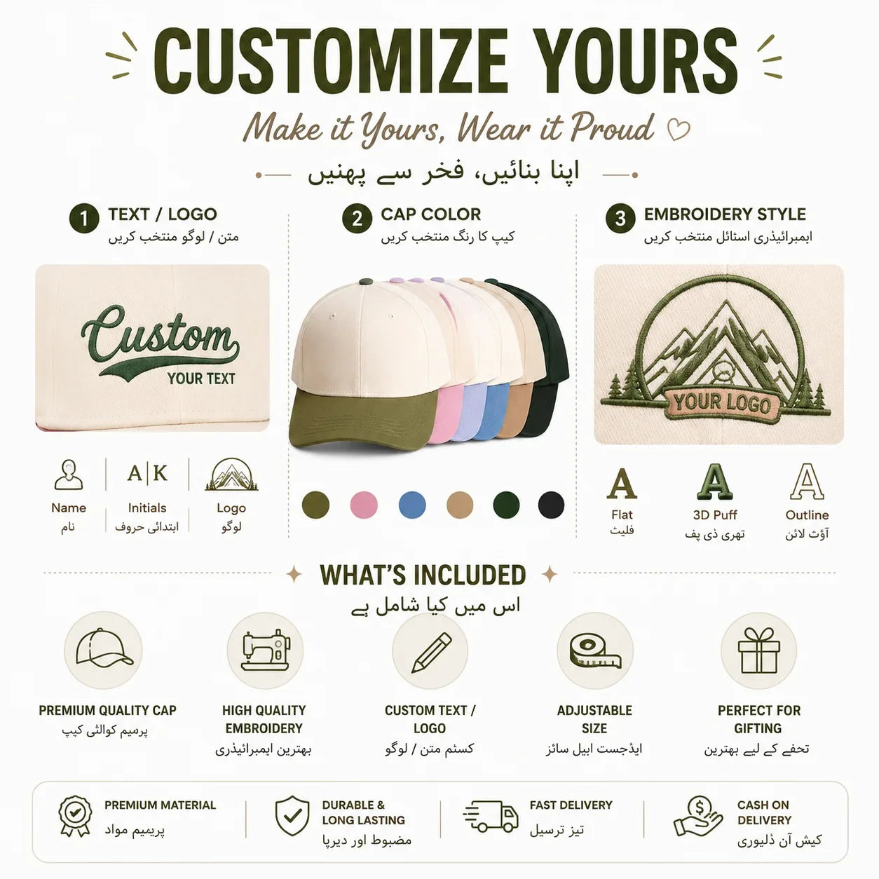 Custom Embroidered Cap Personalized Two-Tone Hat - Muveszi Pakistan (image 5)