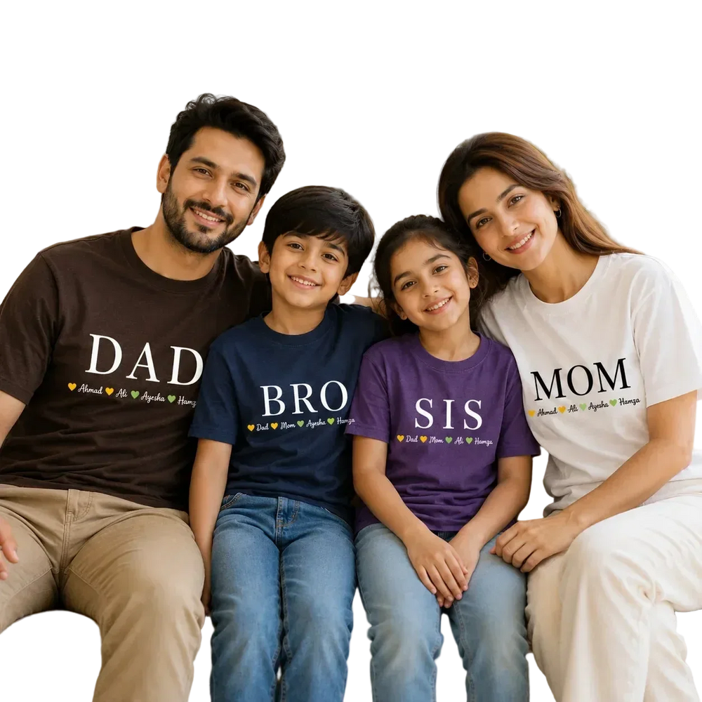 Custom family name t-shirt mom dad kids matching graphic tee shirt espresso brown color product overview