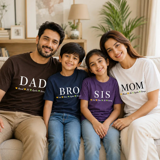 Custom Family Name T-Shirt MOM DAD Kids Tee - Muveszi Pakistan (image 1)
