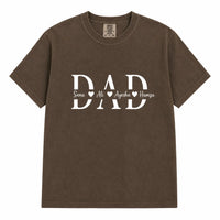 Close-up view highlighting the premium fade resistant bold central title word print on the family t-shirt