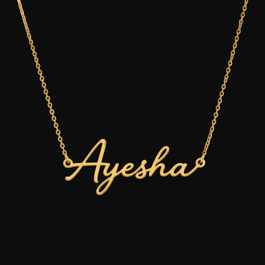 Custom Name Necklace Gold Script Pendant for Women - Muveszi Pakistan (image 1)