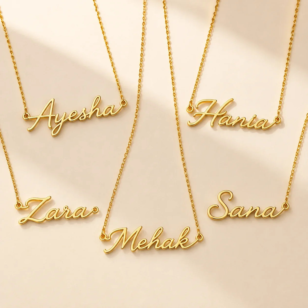 Custom Name Necklace Gold Script Pendant for Women - Muveszi Pakistan (image 4)