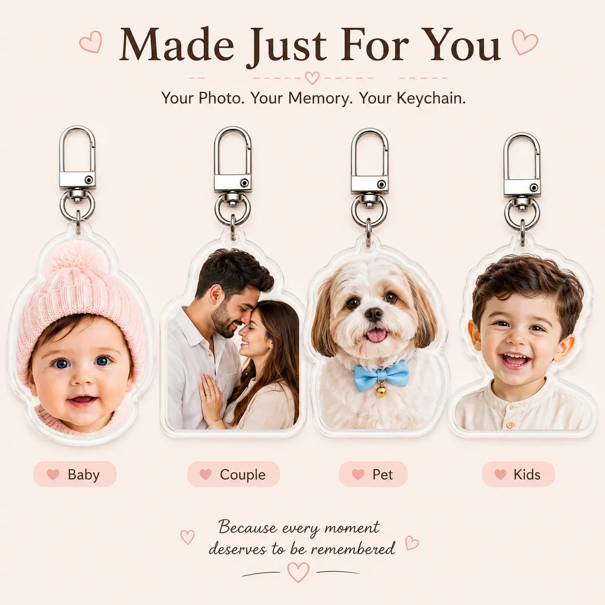 Custom Acrylic Photo Keychain Personalized Baby Photo Gift - Muveszi Pakistan (image 2)