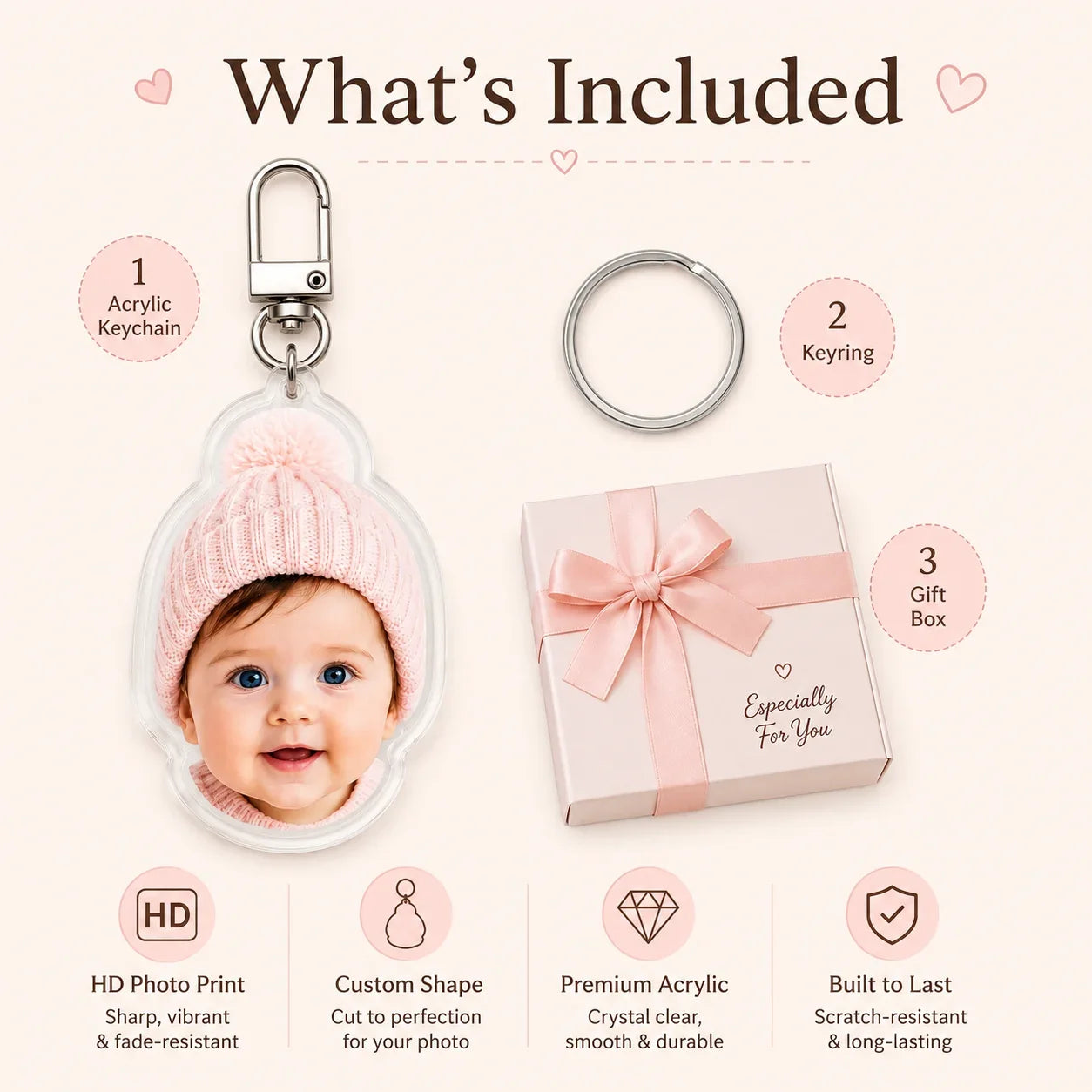 Custom Acrylic Photo Keychain Personalized Baby Photo Gift - Muveszi Pakistan (image 5)