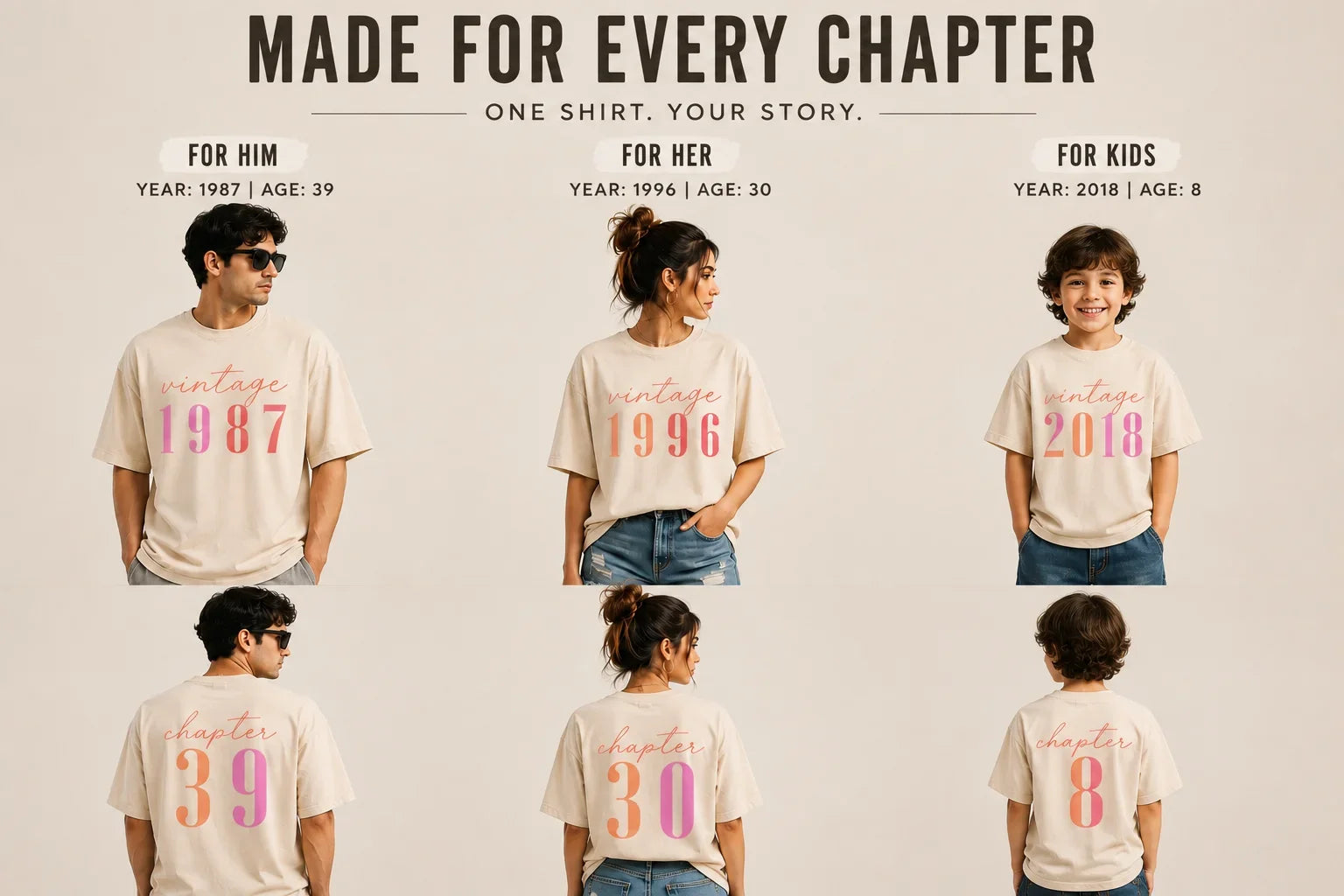 Customizable Creative Birthday T-Shirt Vintage Year Age - Muveszi Pakistan (image 3)