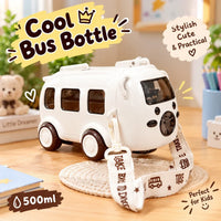 Cute bus shape portable water bottle for kids with straw and strap