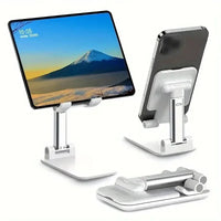 Smartphone placed horizontally on the adjustable silicone desktop holder setup for video streaming