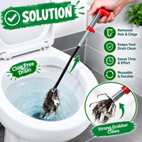 Close-up of the thumb pressing the ergonomic top mechanical control handle of the drain snake
