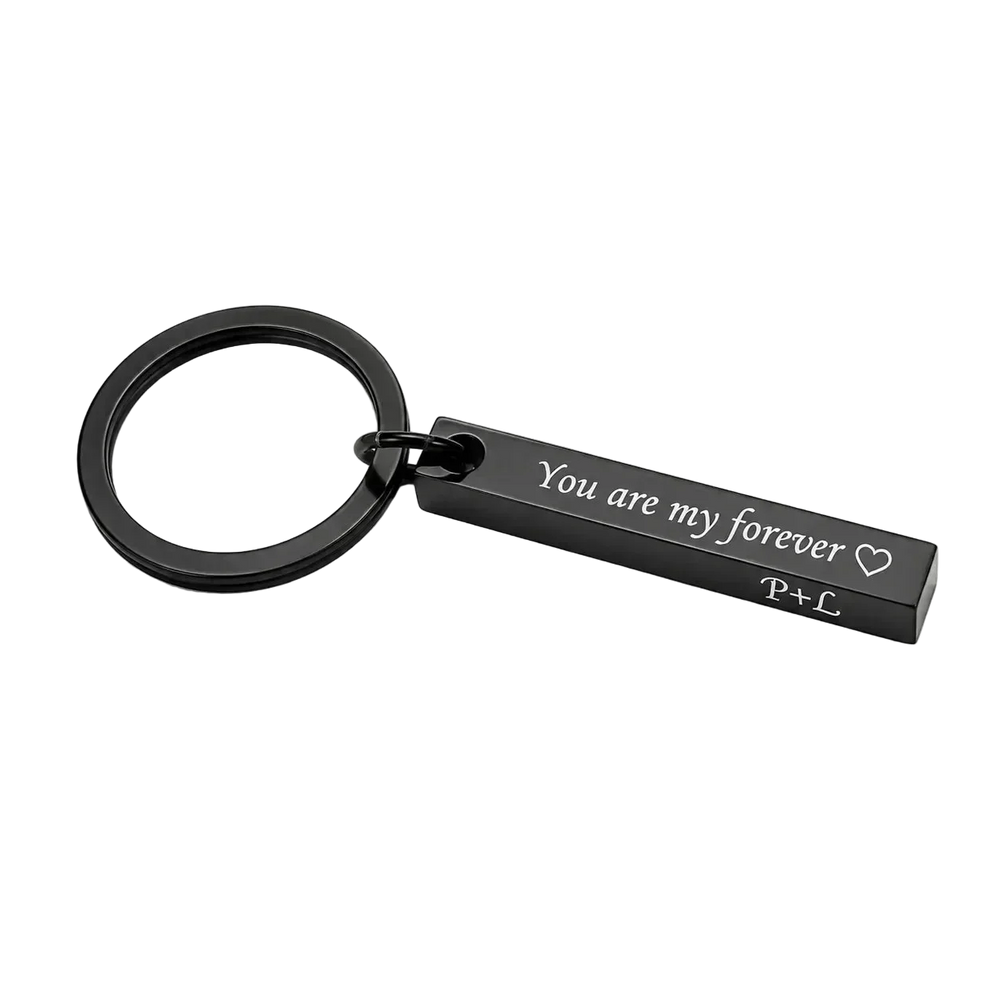 Engraved bar keychain custom name and date anniversary gift product overview