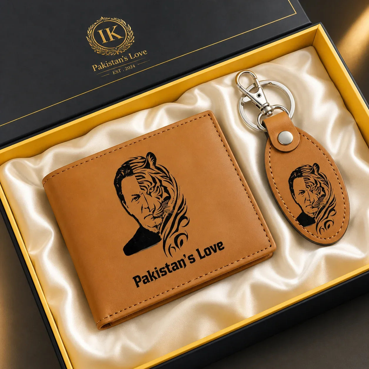 Engraved Name Wallet and Keychain Set Leather Gift for Him - Muveszi Pakistan (image 5)