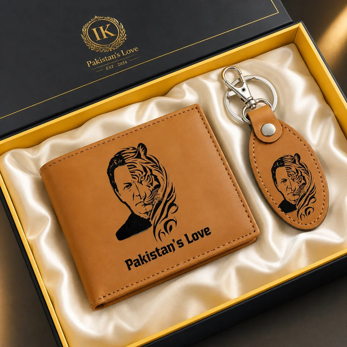 Engraved Name Wallet and Keychain Set Leather Gift for Him - Muveszi Pakistan (image 5)