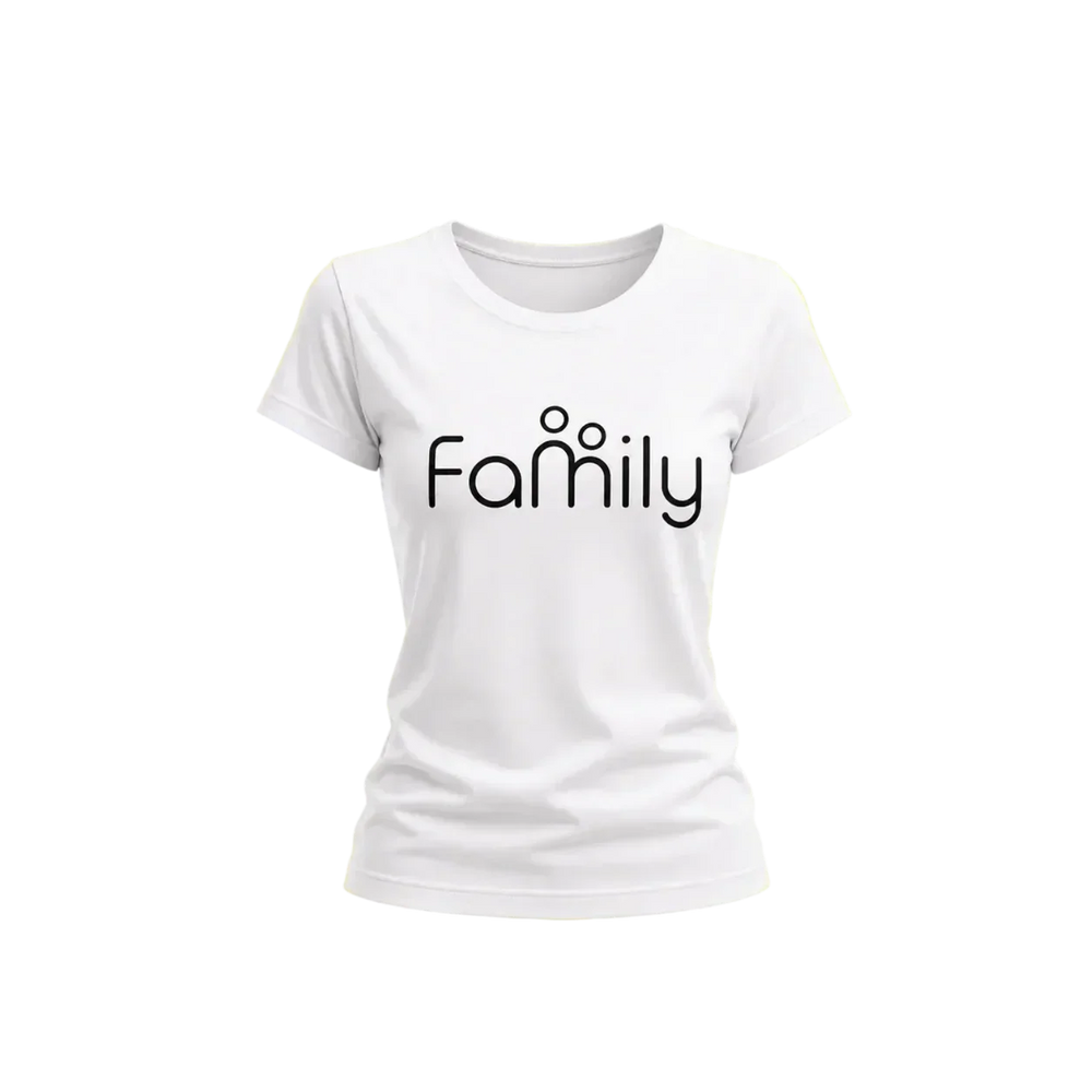 Family typography graphic t-shirt girls minimalist streetwear black tee single product view