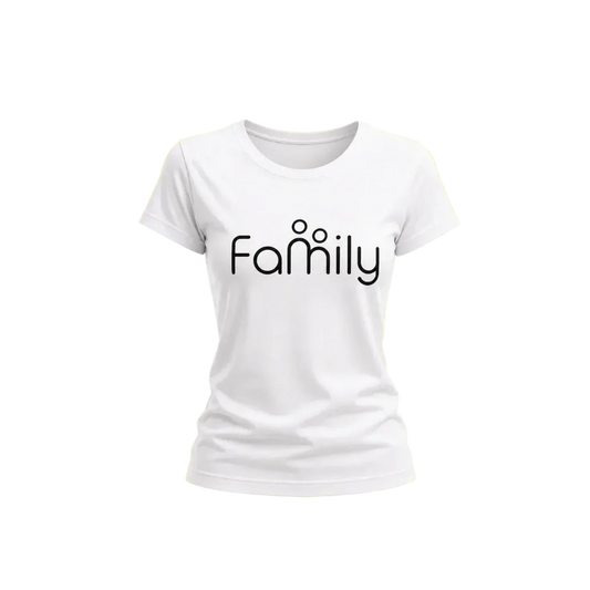 Family typography graphic t-shirt girls minimalist streetwear black tee single product view