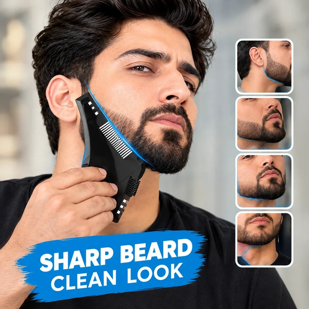 Fashion beard styling template comb and symmetrical alignment barber tool