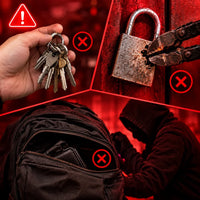 Complete retail box display of the smart fingerprint padlock with backup manual keys and USB cable
