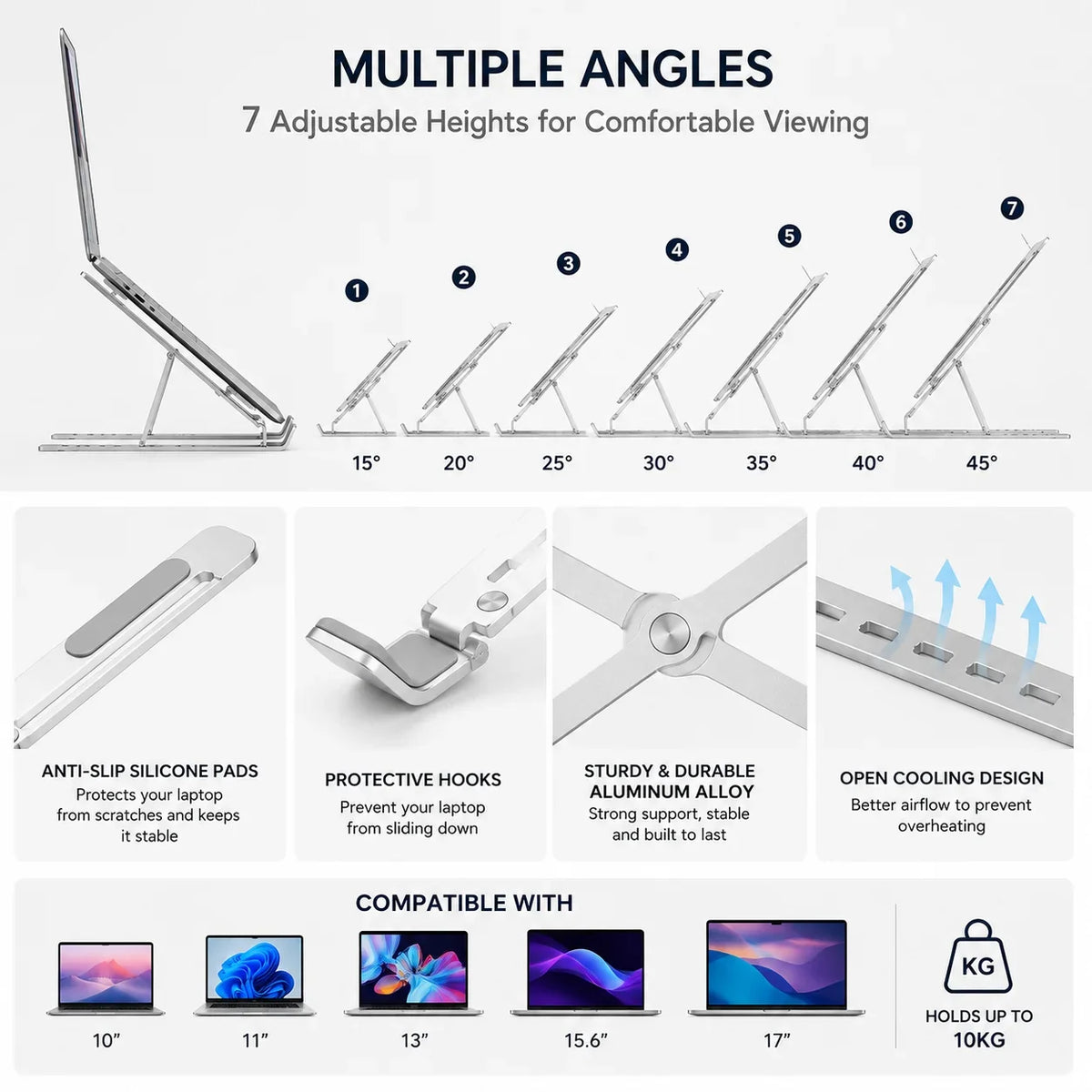 Foldable Aluminum Laptop Stand Ergonomic Holder - Muveszi Pakistan (image 2)