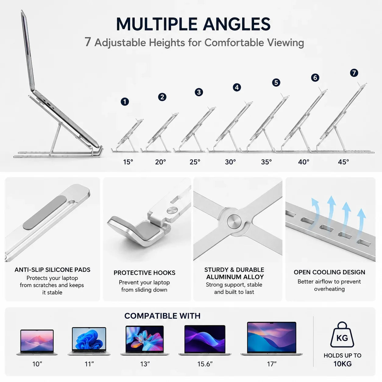 Foldable Aluminum Laptop Stand Ergonomic Holder - Muveszi Pakistan (image 2)