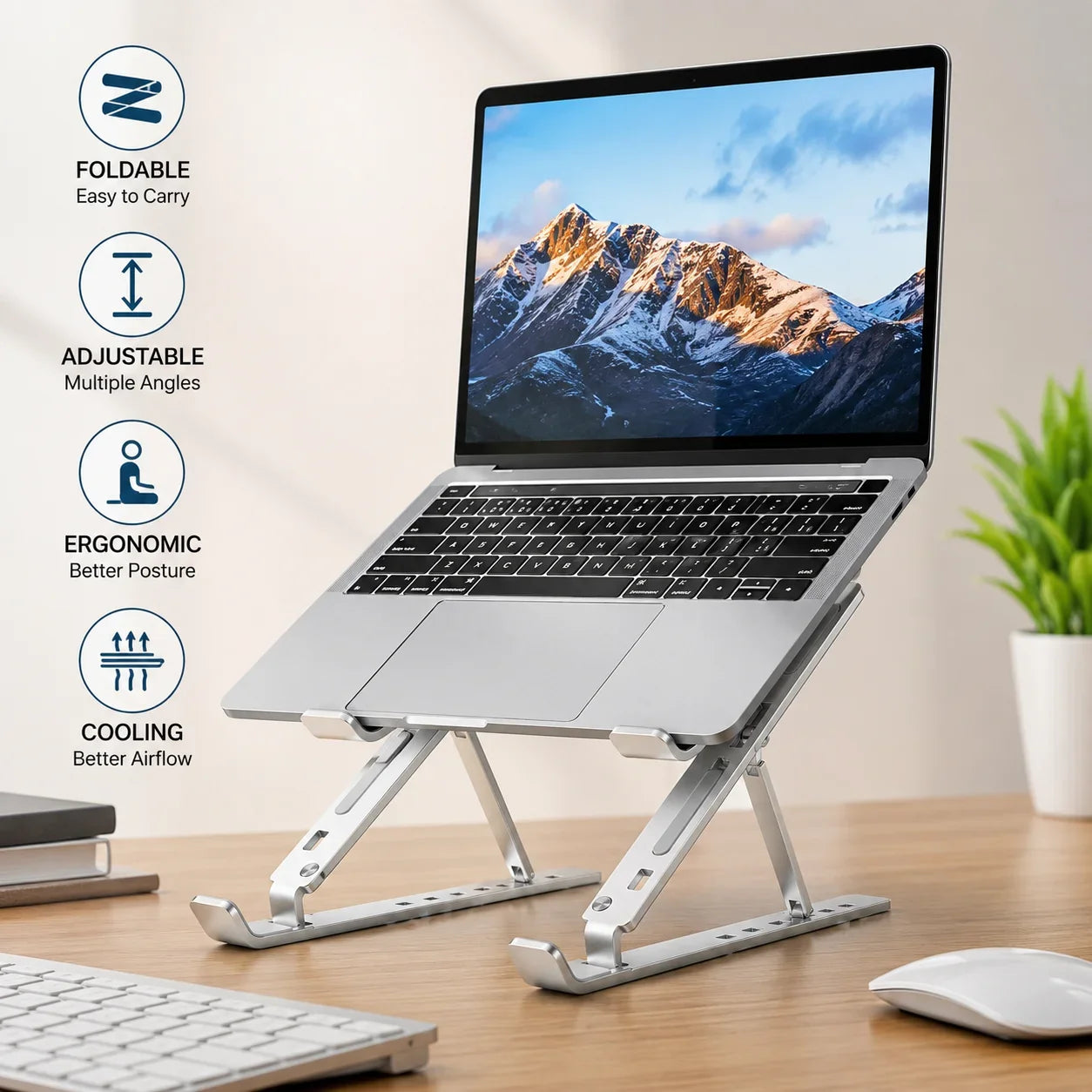Foldable Aluminum Laptop Stand Ergonomic Holder - Muveszi Pakistan (image 3)