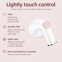 Close-up of a single heart shaped wireless earbud highlighting its smart touch control sensor area