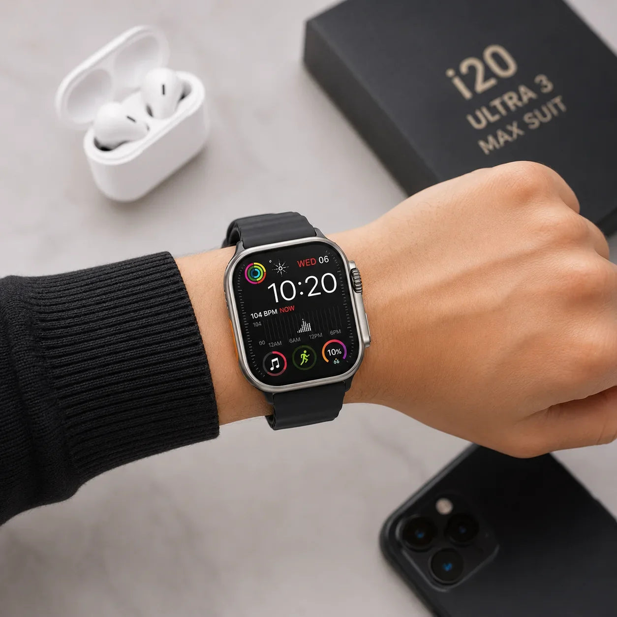 i20 Ultra 3 Max smart watch 2.3 inch HD display with Bluetooth calling