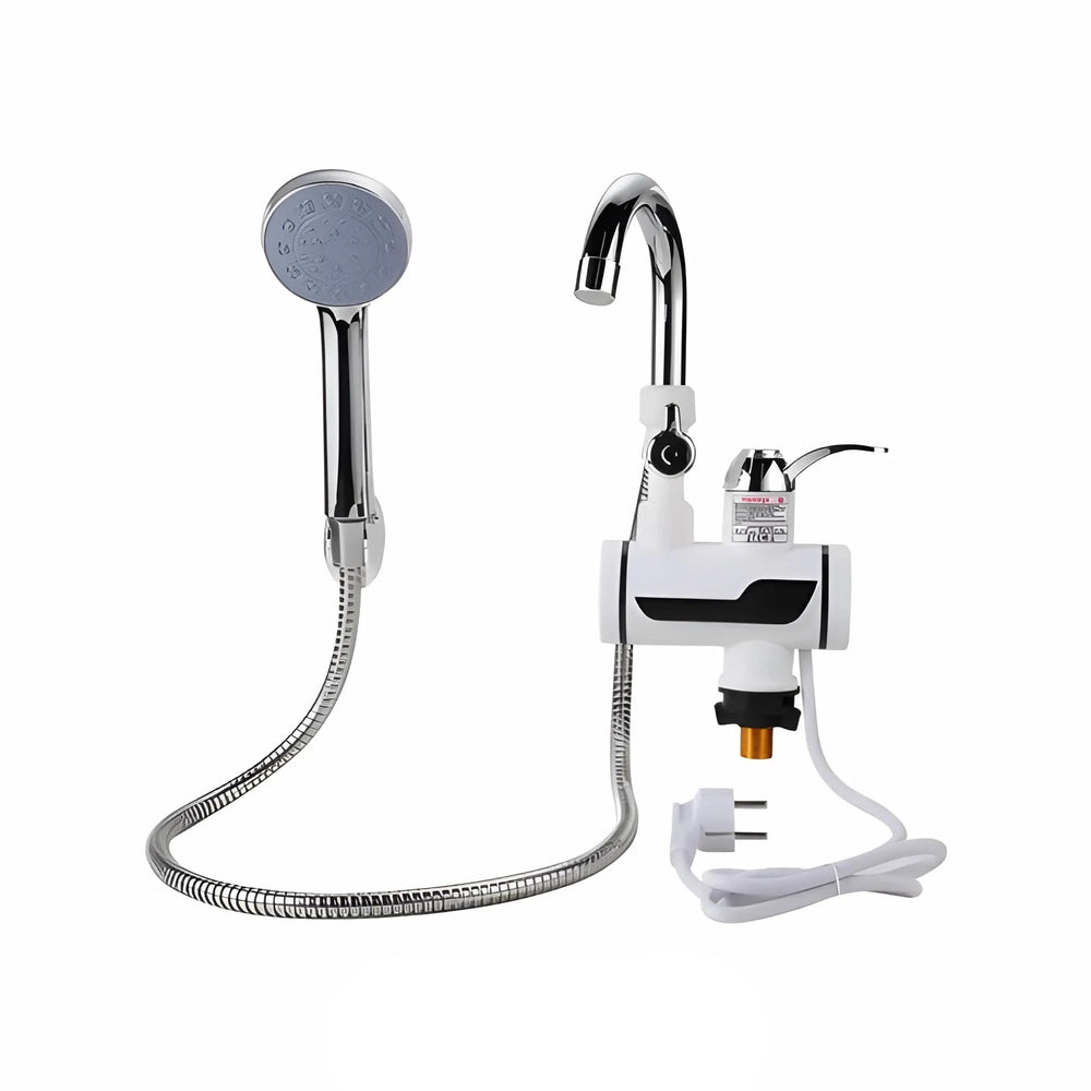 DWZ instant electric water heating faucet and handheld shower combo kit layout on Muveszi Pakistan.